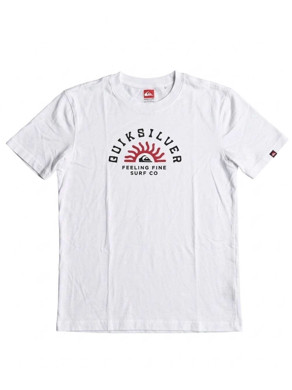 Quiksilver White Short-Sleeve Graphic Tee with Red Sun Logo